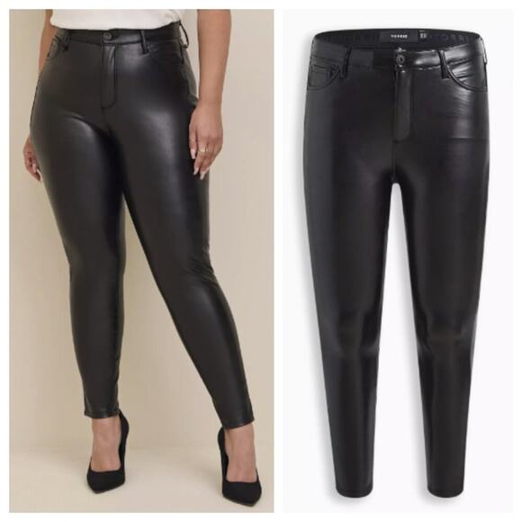 Torrid Women's Sky High Skinny Faux Leather High Rise Pant Black Size 14 - Picture 2 of 9